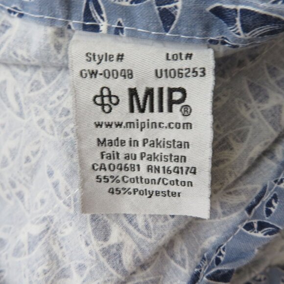 2 Blue Printed Hospital Gowns OS Adjustable with Snaps Tie Closure Cotton Polyes - Picture 5 of 7